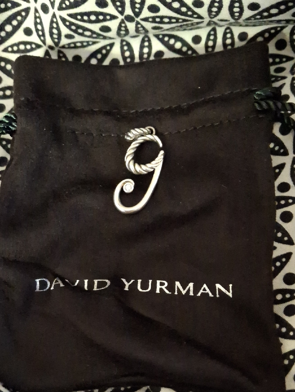 David Yurman Sterling Silver Letter G Pendant With Diamond
